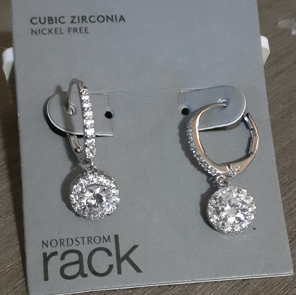 Cubic Zirconia Small Hoop Drop Earrings